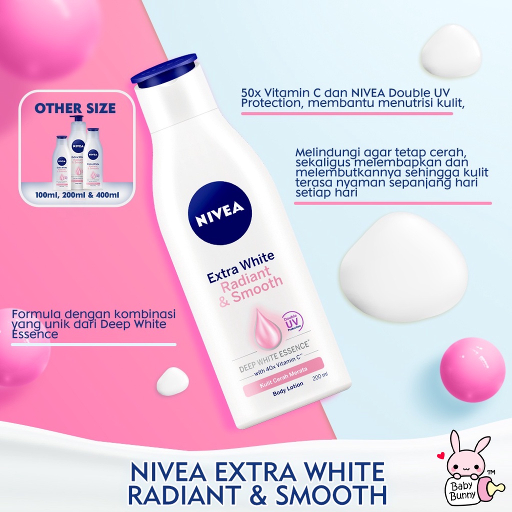 ❤ BELIA ❤ NIVEA Body Lotion | Body Care Extra White | Repair &amp; Protect | Instant Glow | Night Nourish 200ml | BPOM