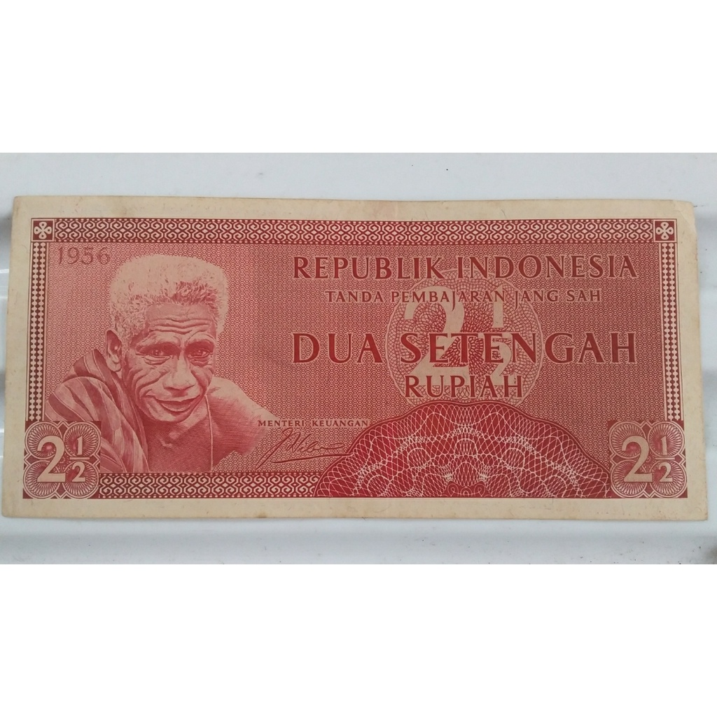 uang kertas lama dua setengah rupiah 1956