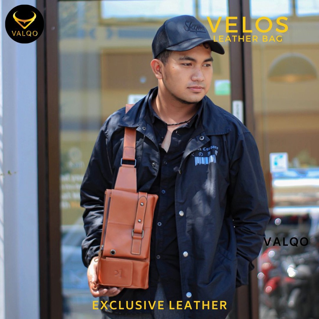 [VALQO] VELOS Tas kulit sapi Waist Bag Tas Dada Sling bag Selempang Pinggang Tas Pria Cowok