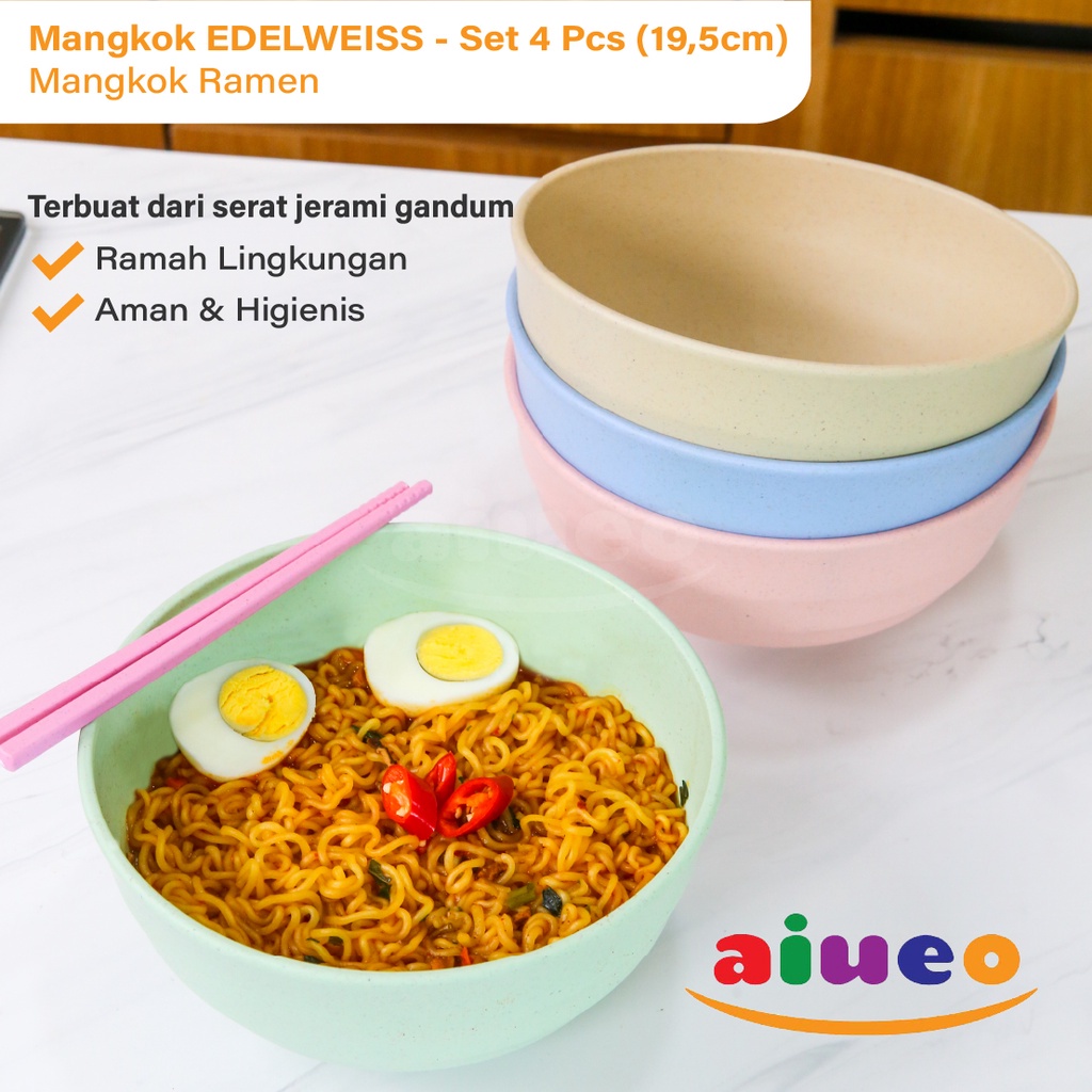 AIUEO | ISI 4 Mangkok Mie Instan 20cm Mangkuk Makan Aesthetic Estetik Plastik | Mangkok Korea Kuah Sop