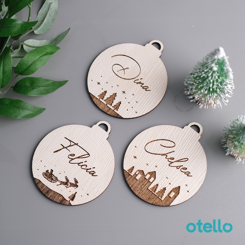 Hiasan Kado Natal Ornament Gantungan Hampers Christmas Hang Tag Kayu Hiasan Kado Gift Tag Dekorasi Bingkisan