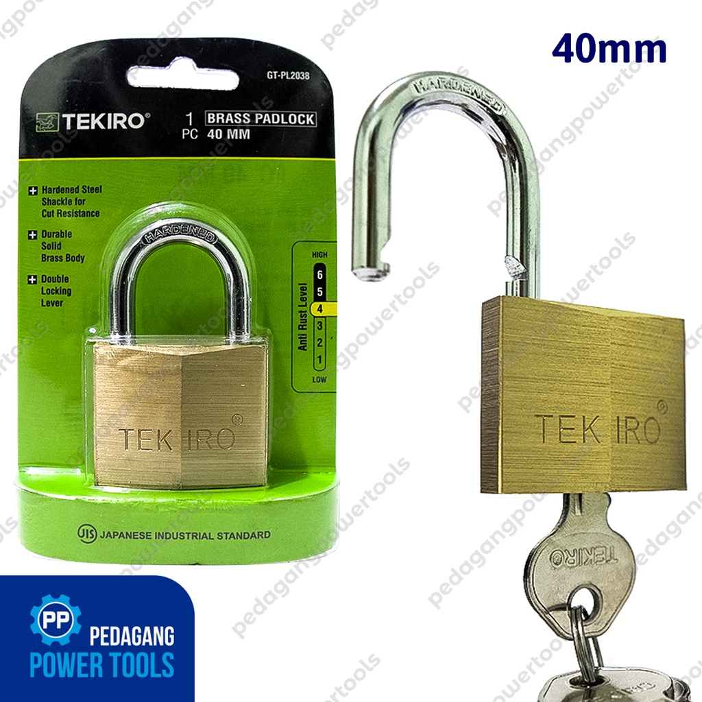 TEKIRO GEMBOK KUNINGAN 40 MM PAGAR RUMAH LEHER PENDEK BRASS PADLOCK