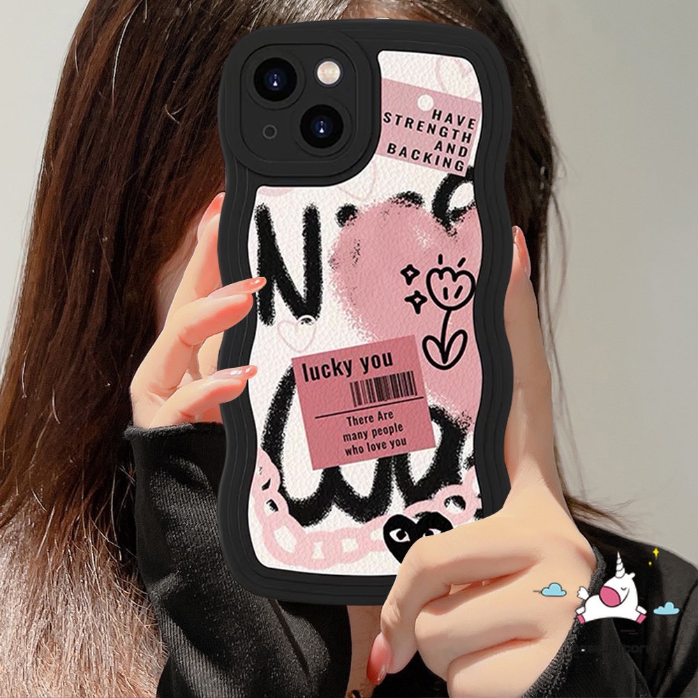 Soft Case TPU Motif Kartun Graffiti Hati Untuk iPhone 11 12 14 13 Pro MAX 7 8 Plus XR 6 6s Plus 14 Plus X XS MAX SE