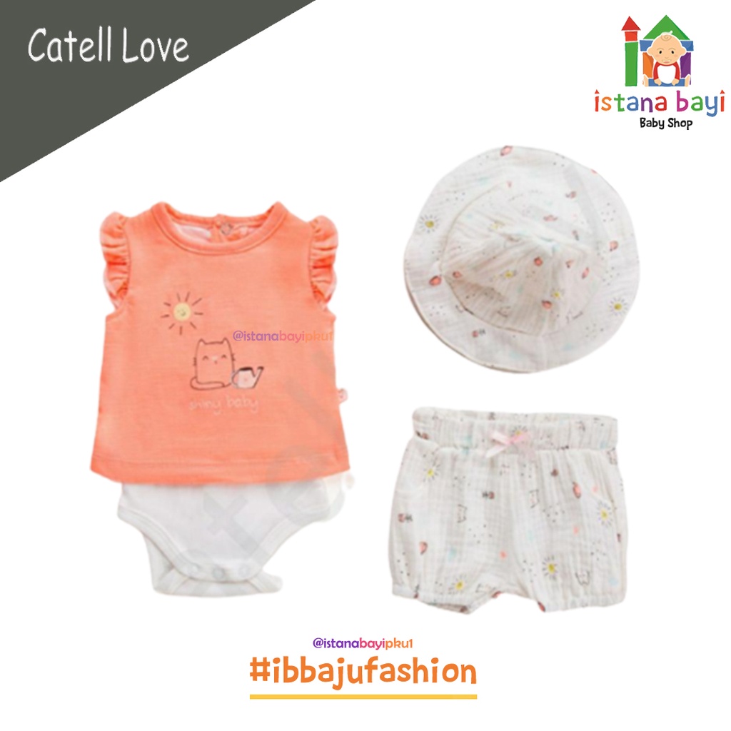 Catell Love Setelan Baby Jumper + Bandana / Romper Bayi