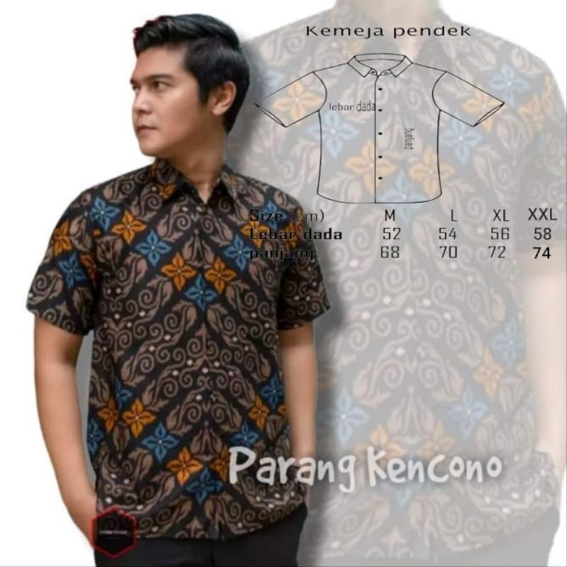 MURAH BATIK KEMEJA HEM PRIA MOTIF KEMBANG GEDE HITAM KEMEJA SERAGAM PEKALONGAN ALKHALIS