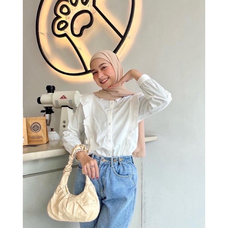 BEFAST - ZRD OOTD Blouse Cewek IRENE / JIA BLOUSE / Blouse Crincle Terbaru / Pakaian Wanita Remaja Casual / Blouse Polos Formal / Fashion Kekinian Remaja ABG / Blouse Kerja Wanita Modis / Outfit Wanita Hijab / Blouse Lengan Panjang