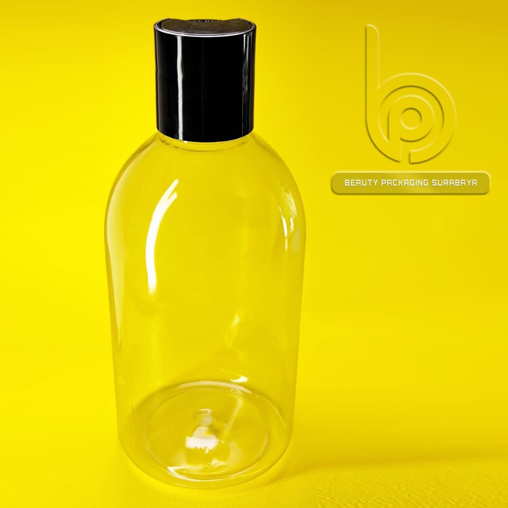 Botol plastik 250ml Oval bening tutup presstop