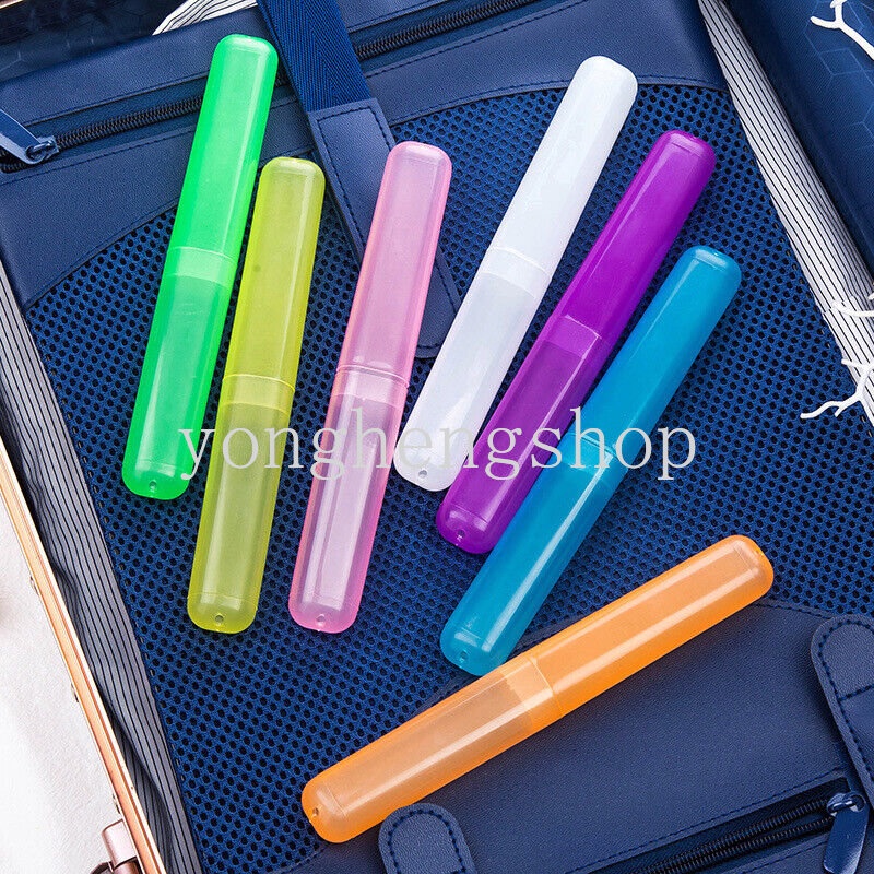 Kotak Penyimpanan Sikat Gigi / Pensil / Sumpit Portable Warna Permen Untuk Travel / Camping