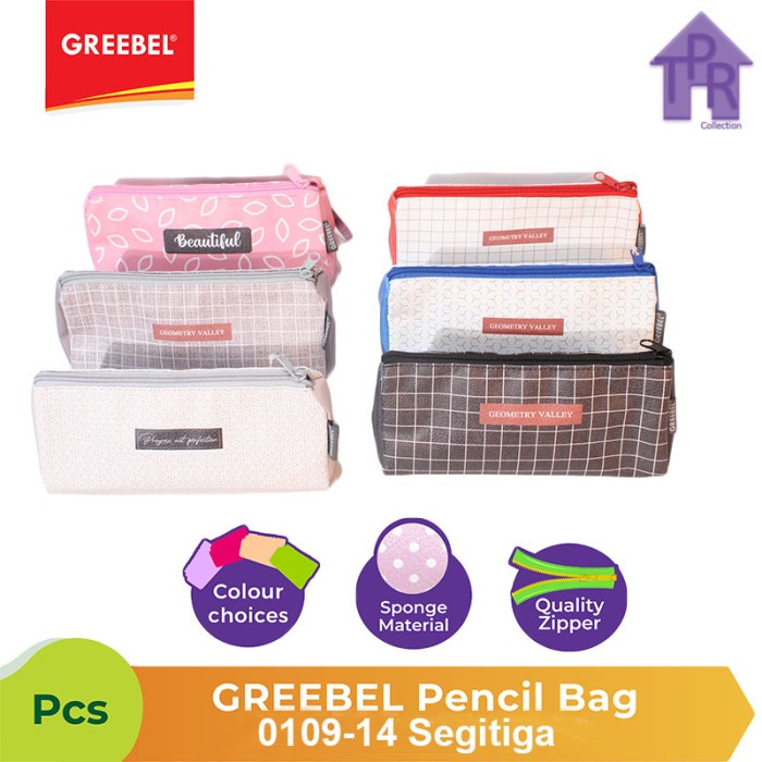 Tempat Pensil Greebel 0109-14 Pencil Bag Bahan Sponge Model Segitiga