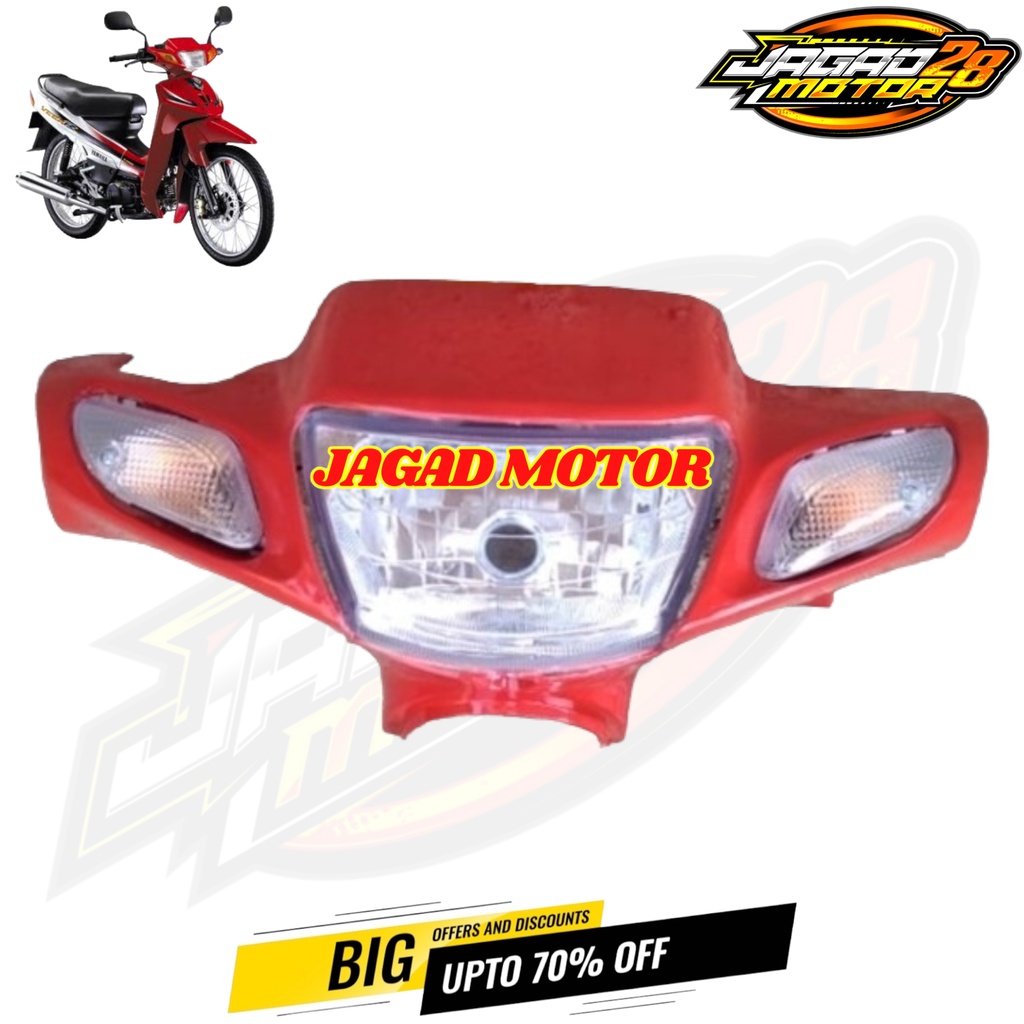 Batok Kepala Depan Yamaha Vega R Lama Merah Set Lampu Depan Dan Sen / Batok Kepala Depan Vega R Lama Merah Plus Lampu Depan Dan Sen / Batok Kepala Depan Plus Reflektor Lampu Depan Dan Sen Vega R Lama Merah