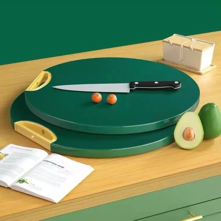 Talenan Bulat Round Premium 2 in 1 dengan Parutan Anti Jamur Cutting Board Premium Buah Sayuran Dapur Extra Tebal Hijau Emerald Serbaguna TERMURAH TERLARIS