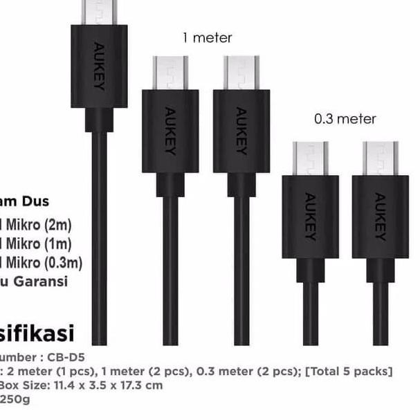AUKEY CB-D5 (5 Pcs) 5PACK MICROUSB / KABEL DATA AUKEY ORIGINAL
