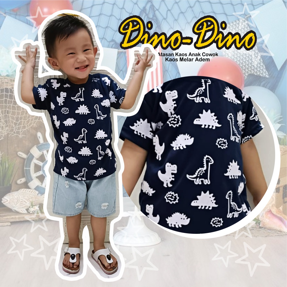 Atasan Kaos Anak Laki-Laki Dino-Dino Navy CF Kids