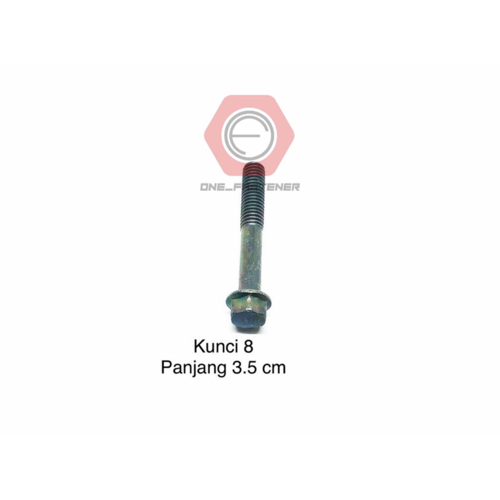 Baut Flange Bolt M6x35 Hijau Kunci 8 blok mesin cvt 6mm 3.5cm ulir 10