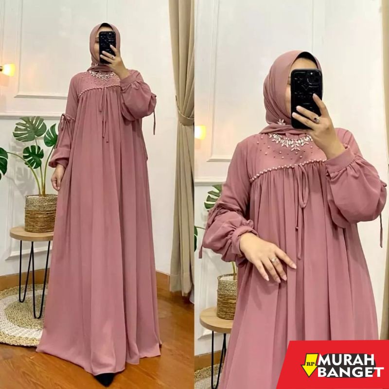 model gamis kombinasi polos terbaru 2022 Gamis Maxi Berliana Maxy Gamis Kondangan Gamis Ceruty Babyd