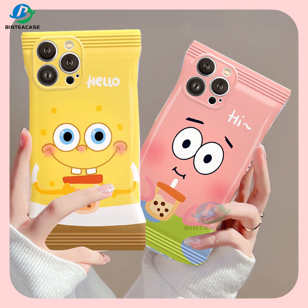 Realme 10 C35 C33 C31 C30 C21Y C25Y C11 2021 C15 C12 C25 C20 C3 C1 Realme 9i 6i 5s 5i 7i Case Patrick Star Spongebob Milk Tea Gummy Kantong Kemasan Soft TPU Phone Case Binteacase