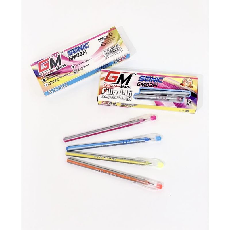

Bolpoin / Pena / Bolpen / Pulpen GM Sonic GM03Fi dan Ulir Victor Premium Hitam (1 LUSIN isi 12 PCS)
