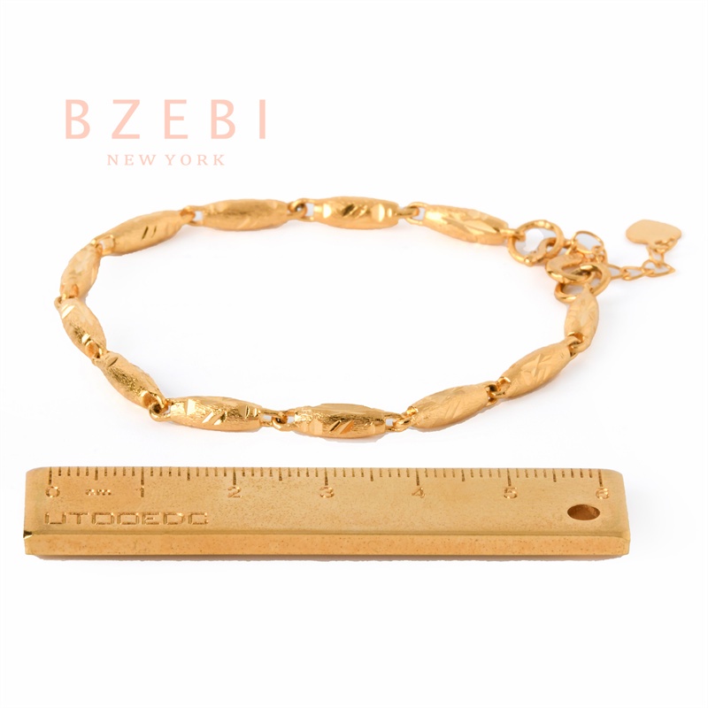 Bzebi Gelang Tangan Rantai Emas 24k Adjustable Anti Karat Untuk Wanita 1113b