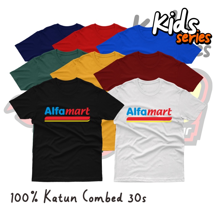 Baju Kaos Distro Anak Alfamart Katun COmbes 1-12 Tahun