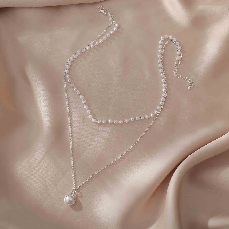 Fancyqube Kalung Choker Rantai Manik-Manik Mutiara Liontin Hati Berlapis Gaya Korea Untuk Wanita