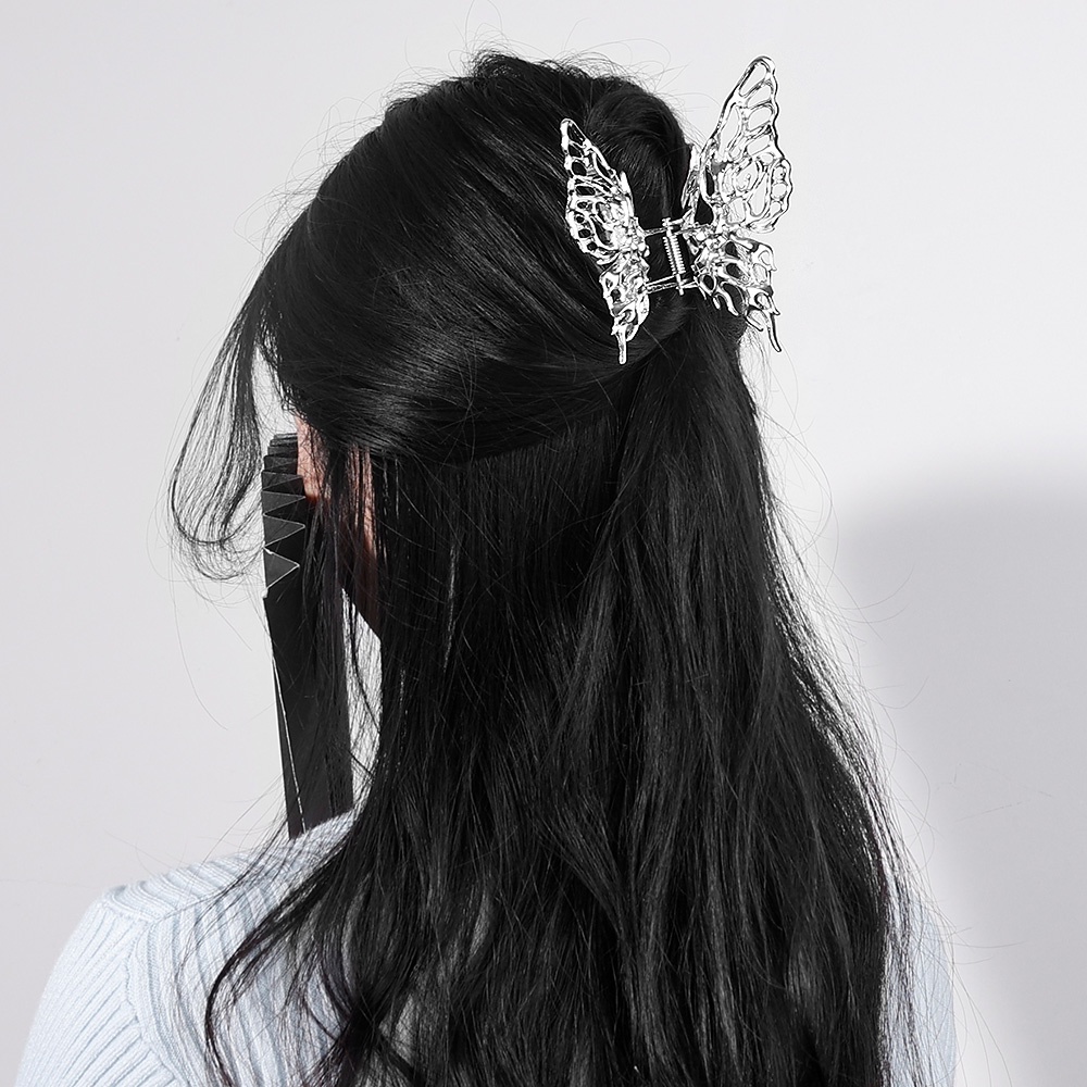 Butterfly Jepit Rambut Ekor Kuda Bentuk Kupu-Kupu Geometris Bahan Logam Gaya Vintage Untuk Wanita