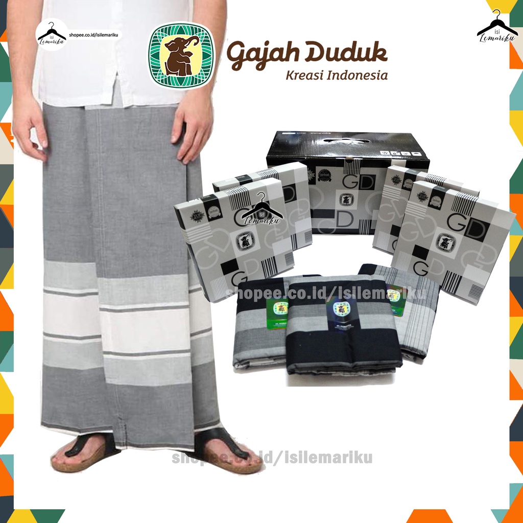 Sarung GAJAH DUDUK BW Black &amp; White Tenun Pria Uk. Dewasa