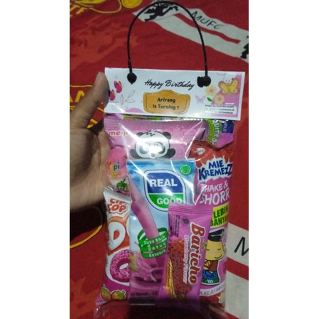 

paket snack ulang tahun tema pink