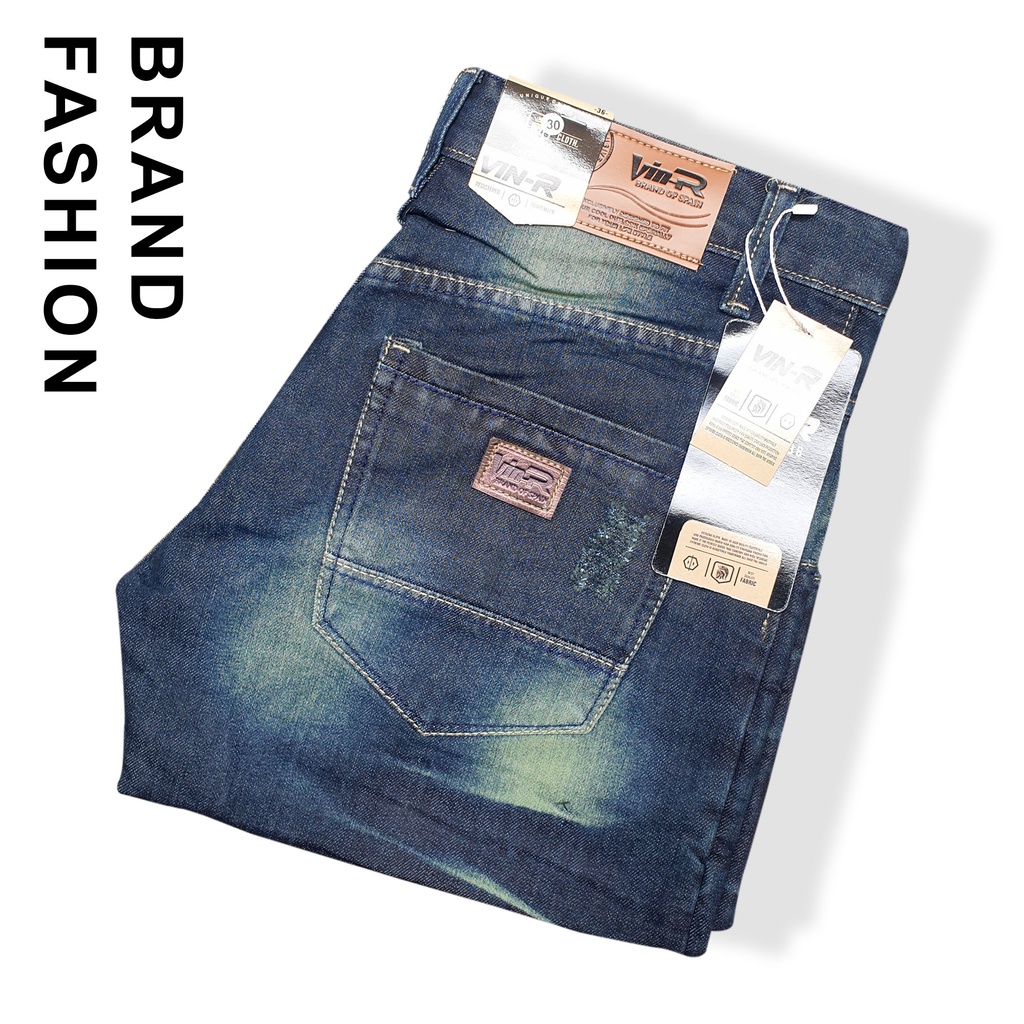 Celana Jeans pendek original premium non strech halus motif wiscer terbaru-greenwosh