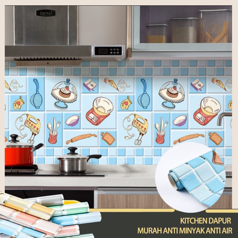 Stiker Dapur Ukuran 60Cm X 3M X5M Motif Best Seller Karakter Bunga Kotak stiker dapur anti minyak anti api wallpaper dapur &amp; kamar mandi