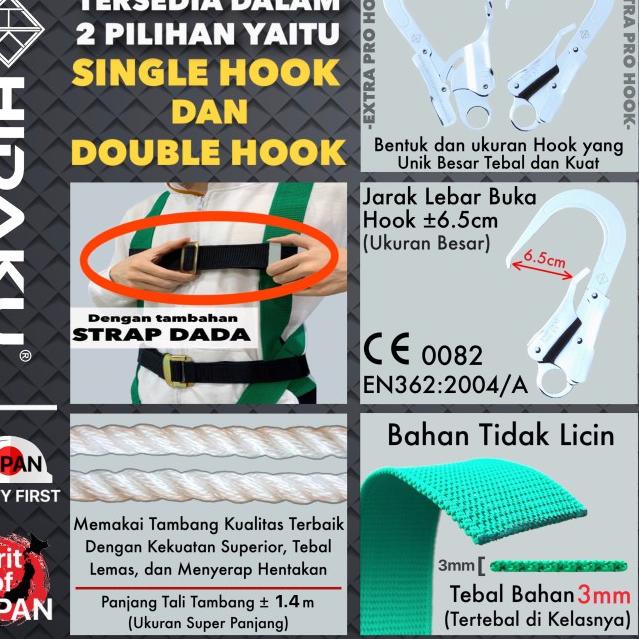 Full Body Harness HIDAKU type X5 SINGLE HOOK / Safety belt HIDAKU X5