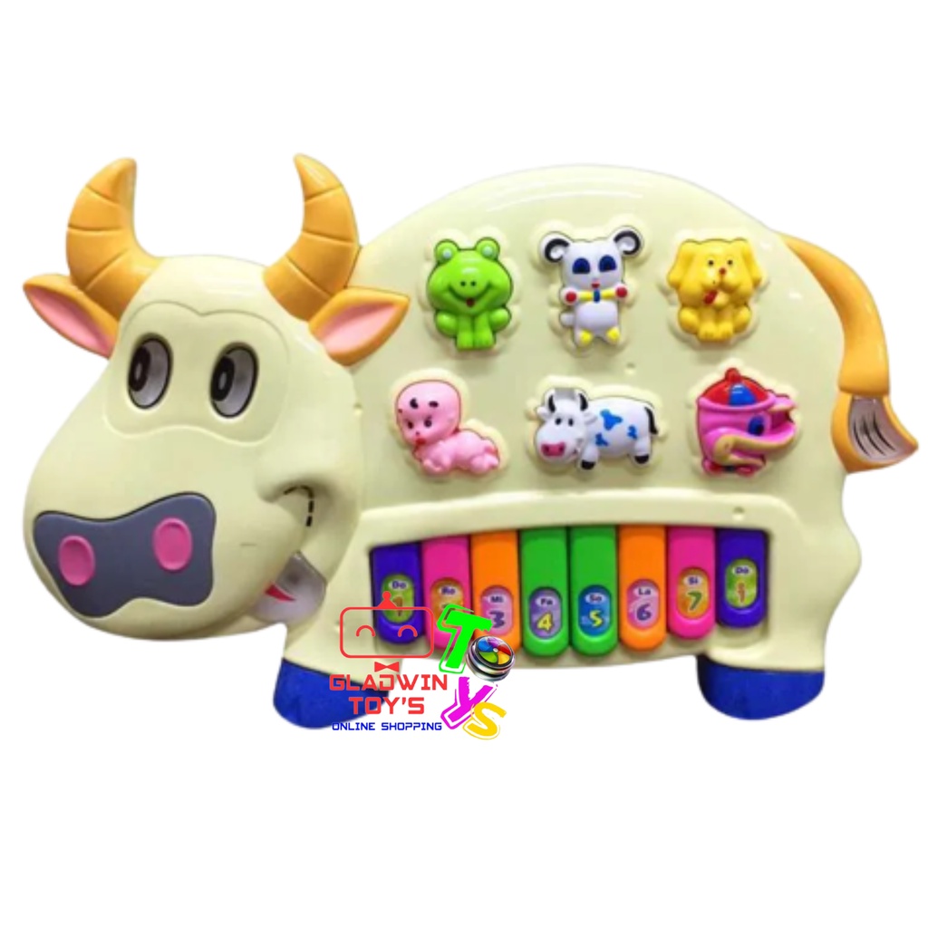 PIANO SAPI BRO-1610 MAINAN PIANO COW MUSIK LAMPU EDUKASI BAYI