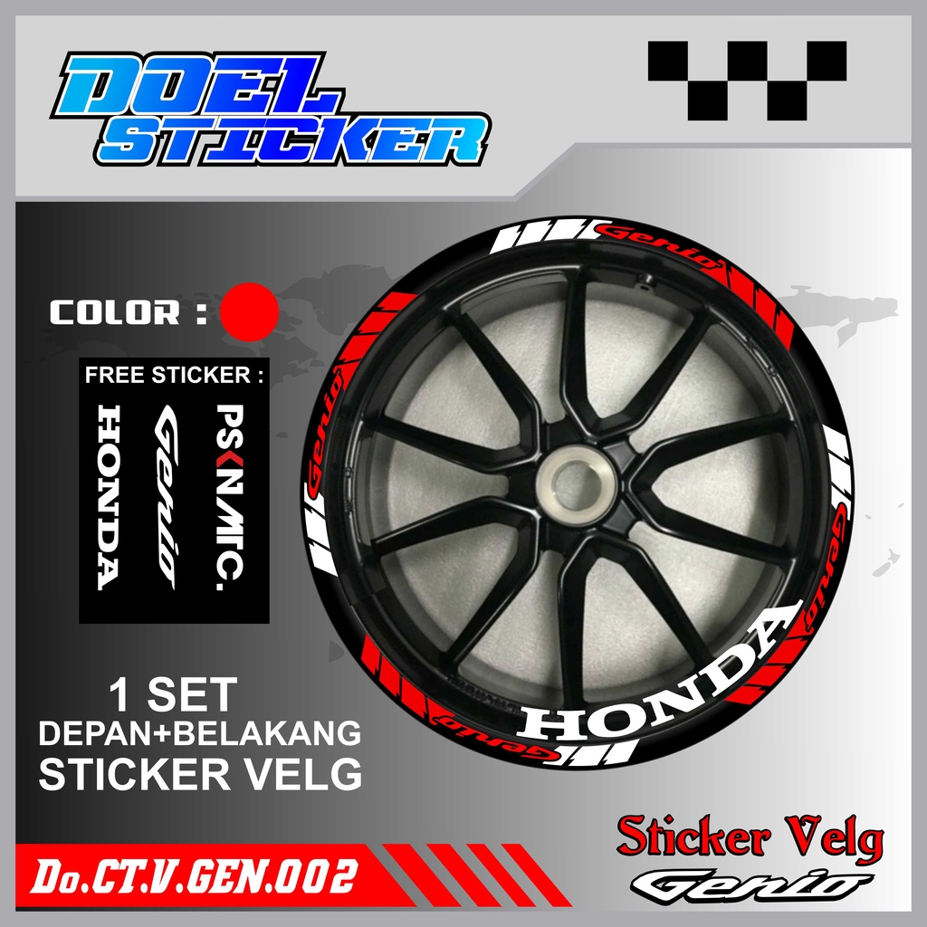 Stiker Cutting Velg Genio Racing Lis List Variasi Custom Set Depan Belakang Doel 002