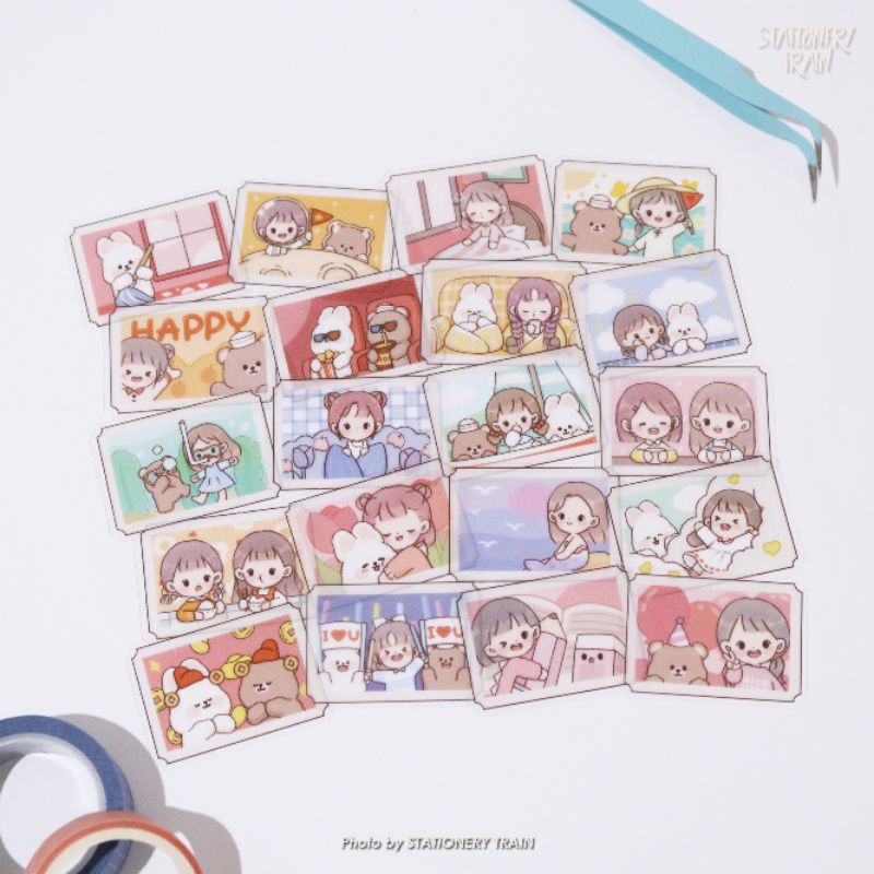 

CUTE GIRL ON FRAME DECO STICKERS 20 PCS / KAWAII DECO STICKERS / PVC STICKERS / CUTE GIRLS ON FRAME STICKERS