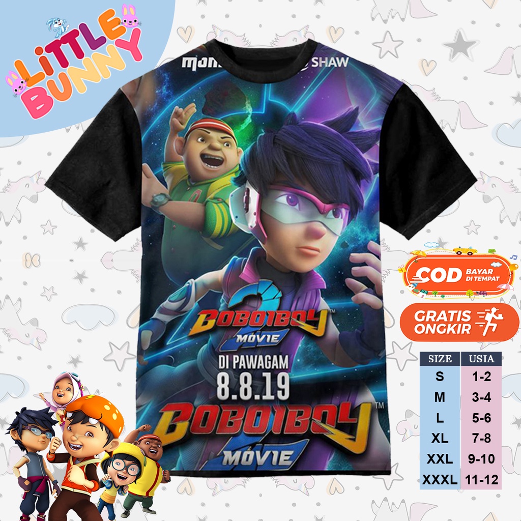 KAOS ANAK KARTUN 3D BOBOIBOY GALAXY THE MOVIE 2 BAJU KAOS ANAK BOBOIBOY - LITTLE BUNNY
