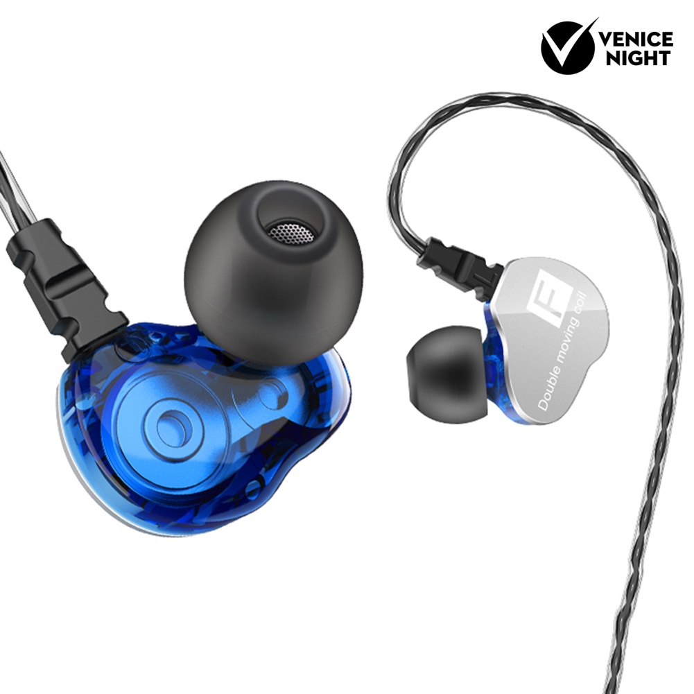 (VNEP) (Berkabel) QKZ CK9 Dual Moving Coil Heavy Bass HiFi Mikrofon Earphone Olahraga In-ear