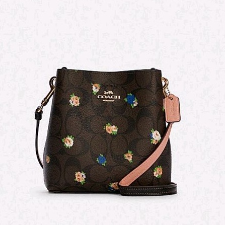 Coach Mini Town Bucket Bag in Sign Canvas with Vintage Mini Rose Print