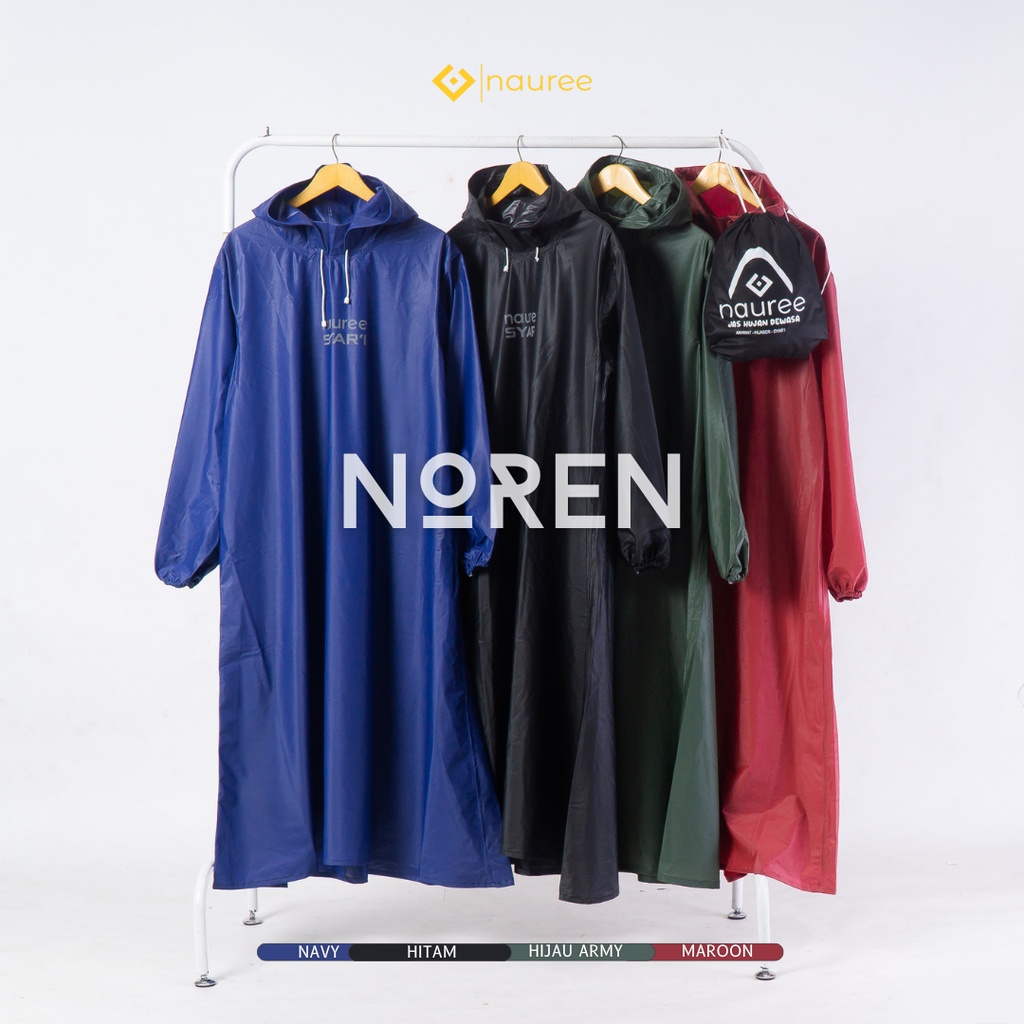 Nauree - Jas Hujan Noren Muslimah dewasa | Gamis anti rembes | Wanita Shar'i / Syari | hijaber aman dengan bahan pvc 025 yg fleksible serta waterproof Full Seal hot press disetiap sambungan jahitan | bisa COD mudah dibawa simpel saat berkendara aman