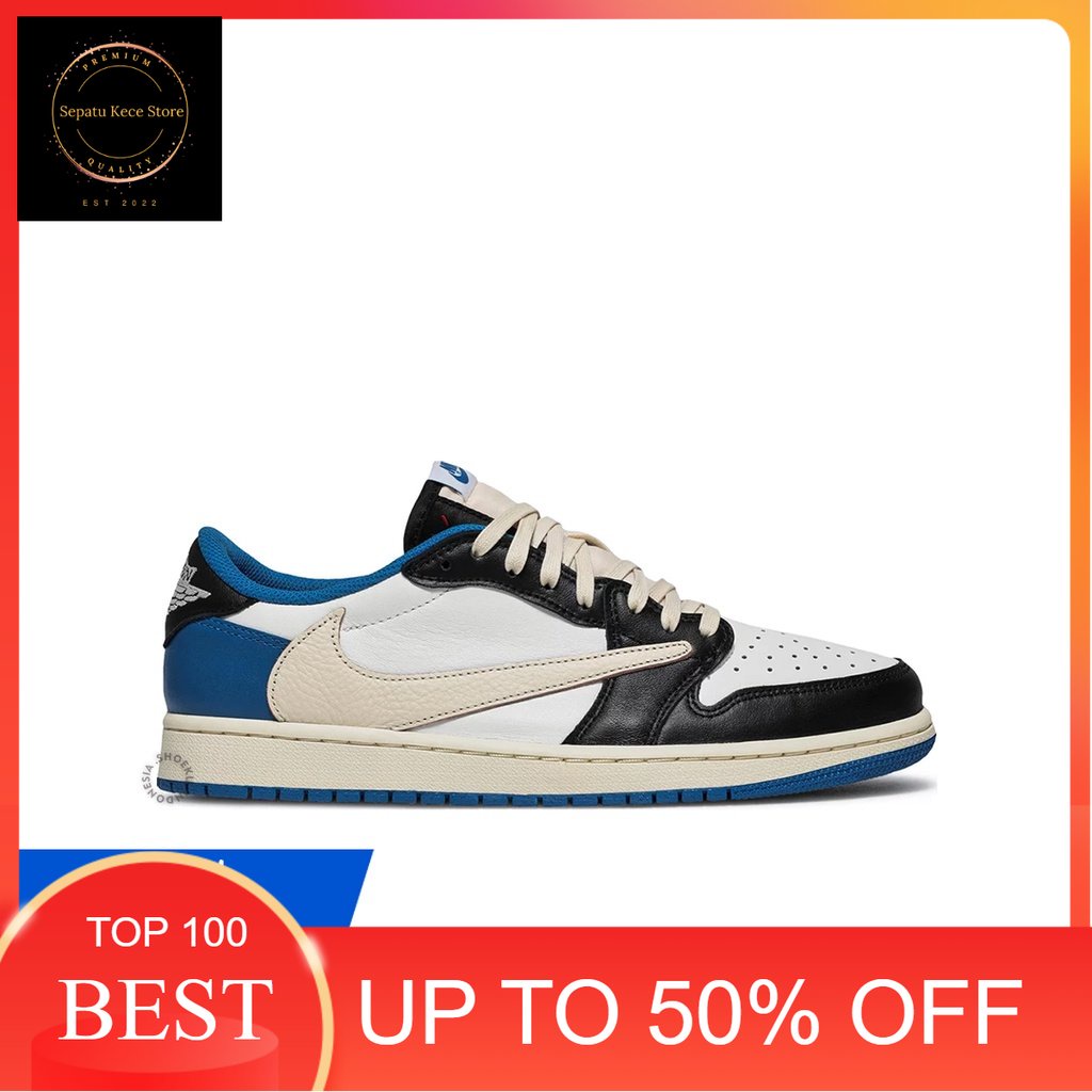 Sepatu Sneakers Air Jordan 1 Retro Low Fragment Design x Travis Scott Import Original Pria Wanita