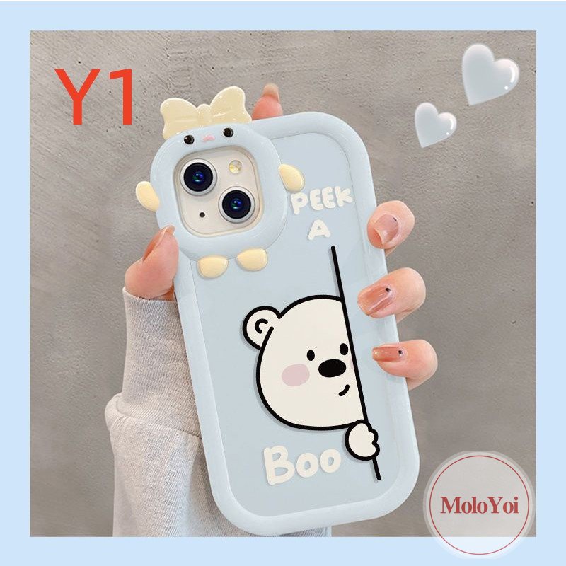 Soft Case Tpu Motif Kartun Beruang 3D Untuk iPhone 13 11 12 14 Pro Max 7Plus X XR XS Max 8 7 6s 6 14 Plus SE 2020