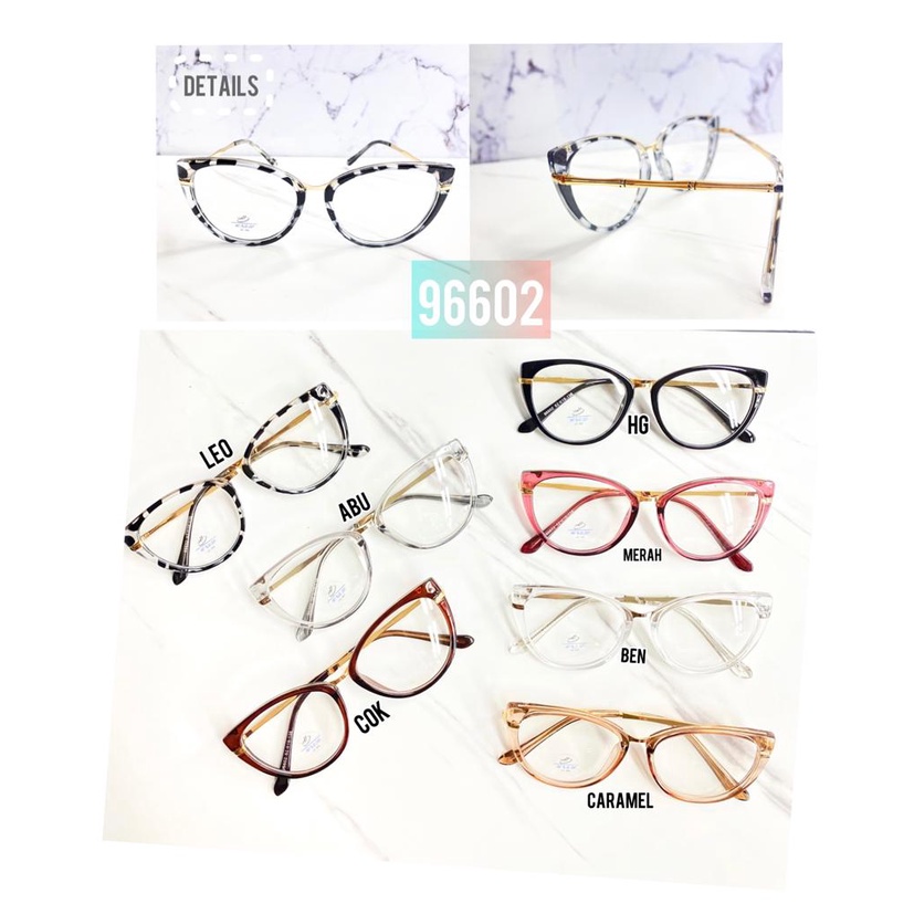 FRAME KACAMATA TERBARU CAT EYE WANITA MINUS ANTI RADIASI KOREA FASHION PHOTOCROMIC BLUERAY BLUECROMIC