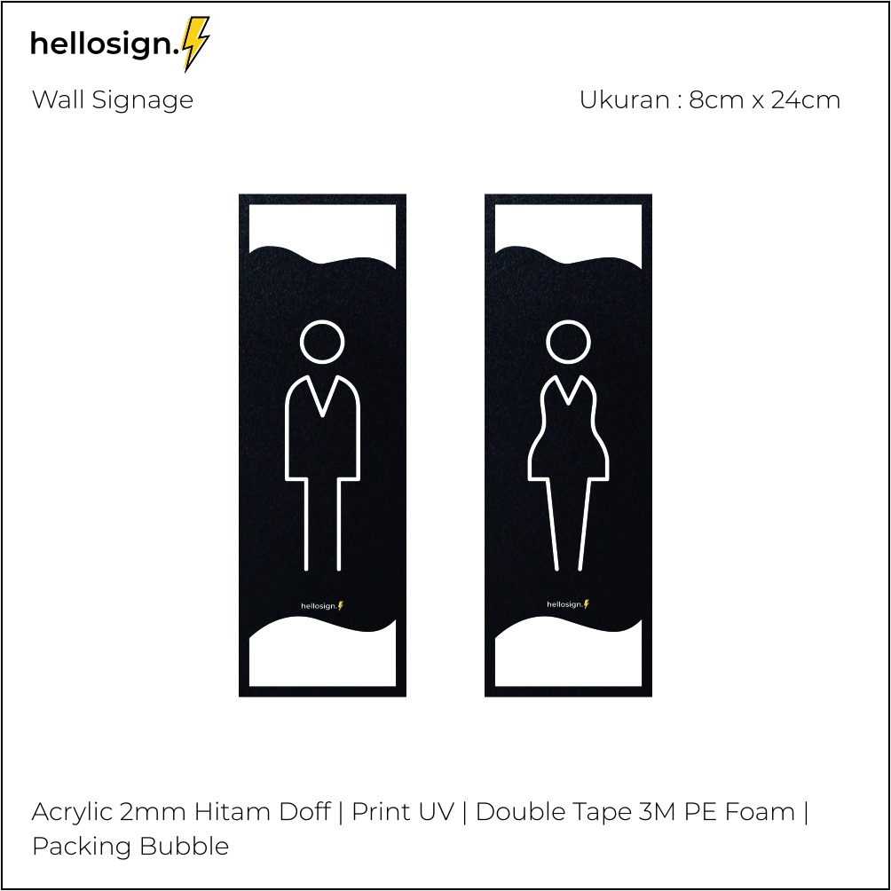 Sign Akrilik TOILET WANITA / TOILET PRIA | Print Papan Nama Tulisan Akrilik | Sign Dinding