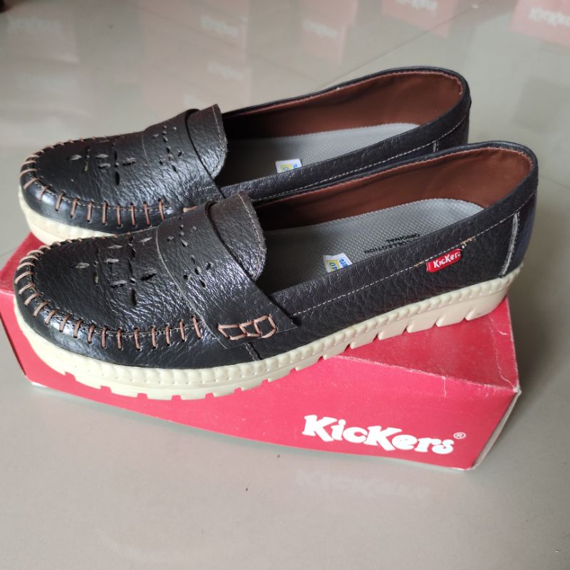 Obral Murah Kickers Sepatu Sandal Flat Wanita Bahan Kulit Asli