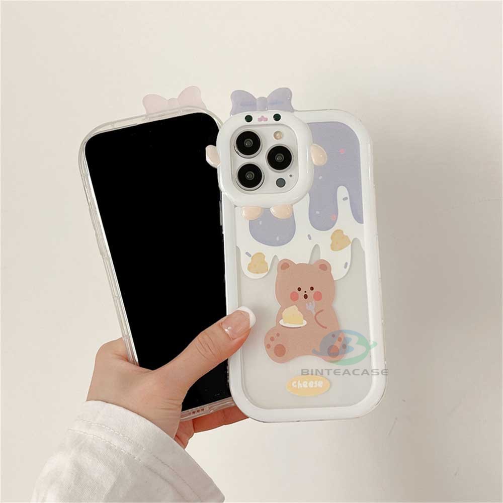 Realme 10 C55 C30 C31 C33 C35 C21Y C25Y RealmeC11 C25 C17 C15 C12 C3 C2 7i 5 5i 6i Cheese Bear Dan Strawberry Rabbit Little Monster Frame Lensa Phone Case Binteacase