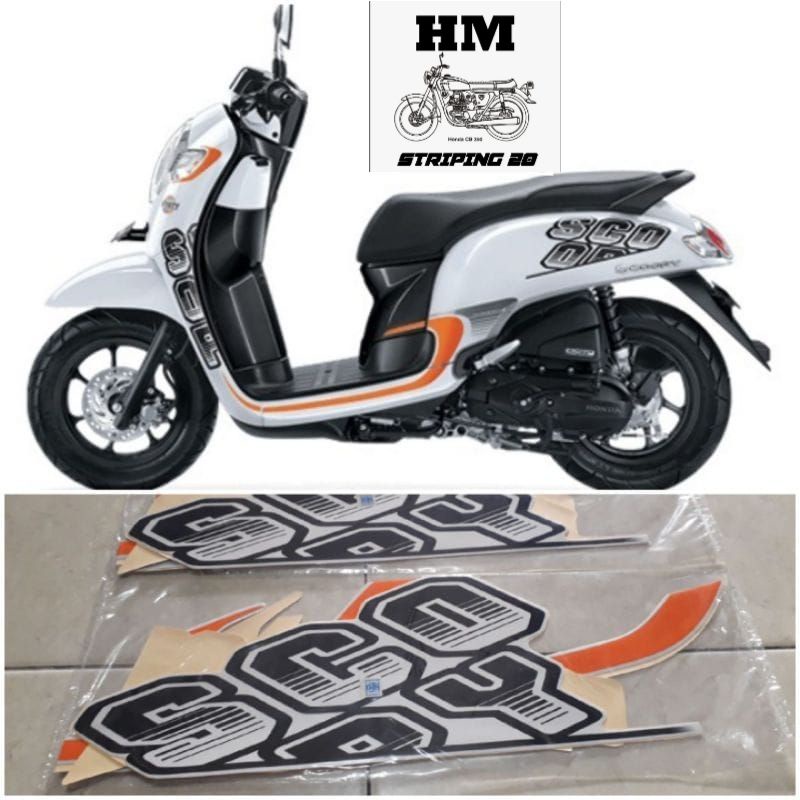 STIKER STRIPING LIS BODY HONDA SCOOPY TAHUN 2017 PUTIH