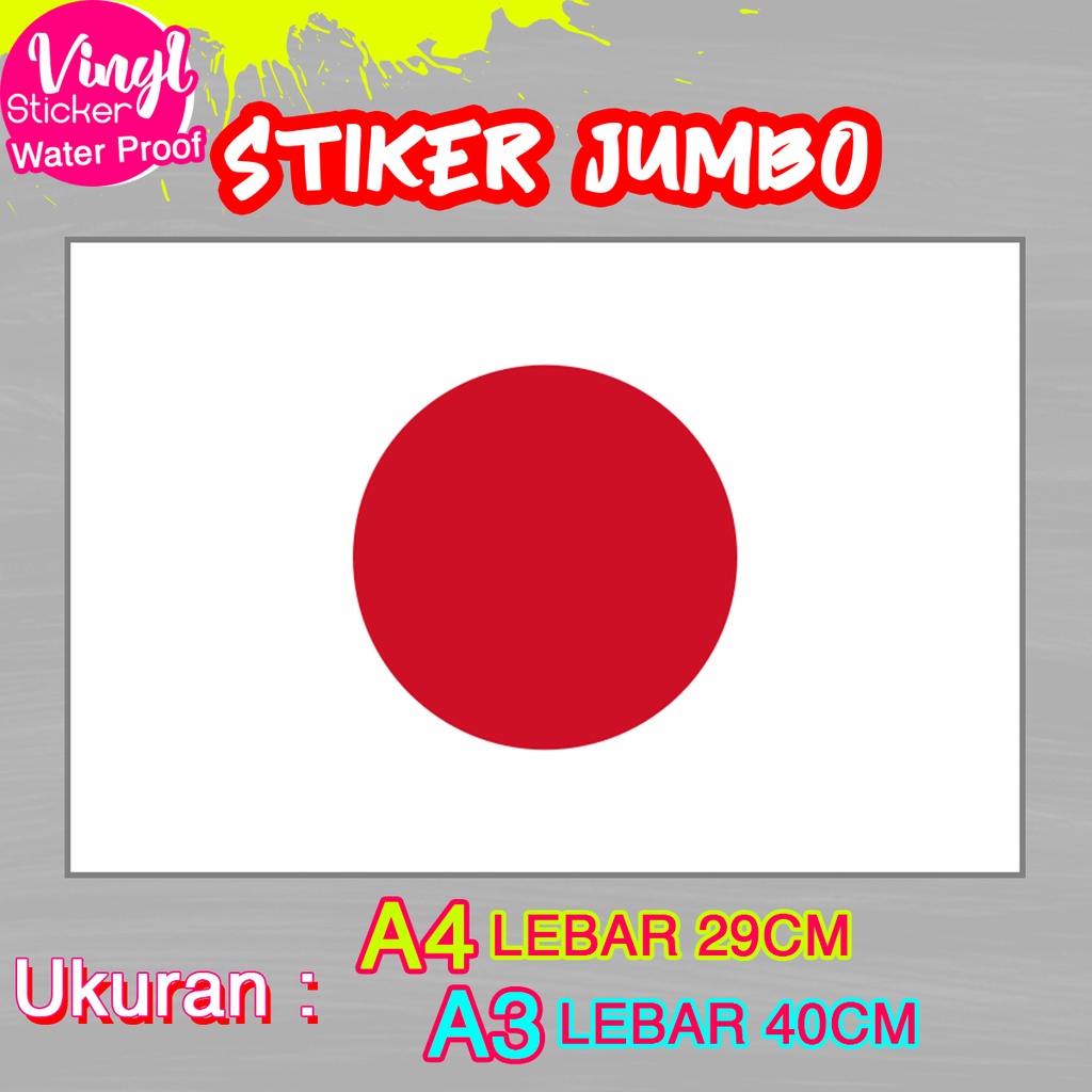 

Stiker Jepang Japan Ukuran Jumbo Sticker Besar Size A4 A3 Vinyl Satuaan Motif Bendera Negara Dunia Bahan Anti Air