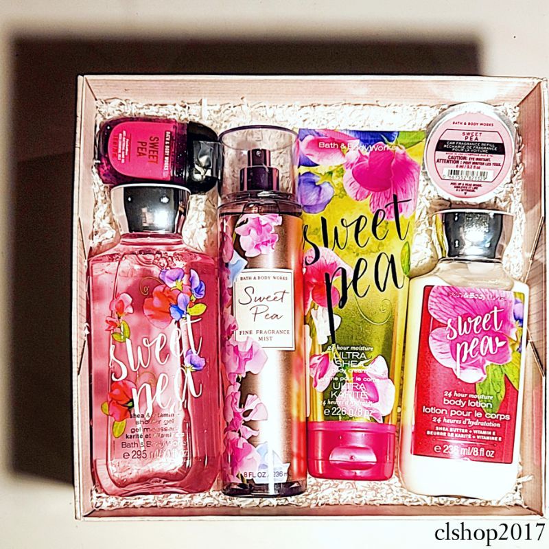 BBW SWEET PEA GIFT SET PAKET BATH &amp; BODY WORKS