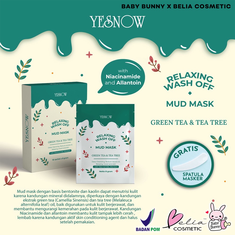 ❤ BELIA ❤ YESNOW Relaxing Wash-Off Mud Mask (Sachet Ecer) | Mud Mask | Masker Wajah | BPOM