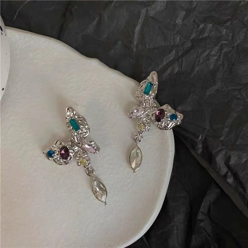 Anting Stud Bentuk Kupu-Kupu Geometris Gaya Korea