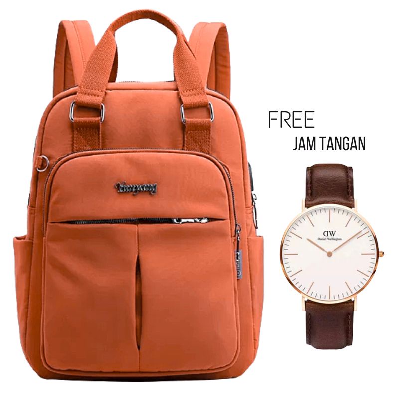 Tas Ransel Wanita Terbaru 2022 free jam tangan Backpack Anti air Multifungsi