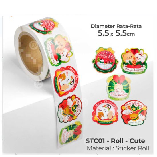 Stiker Cake Box Natal - Sticker Christmas - Stiker Natal isi 10